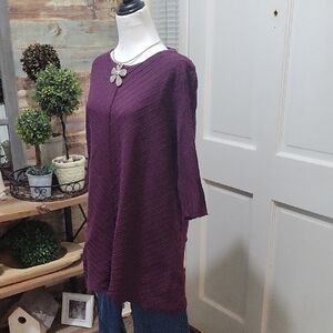 Focus Casual Life Women's Purple Plum 100% Cotton Preshrunk Tunic Top Sz M